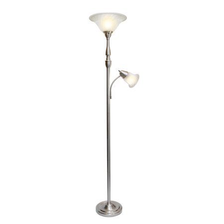Elegant Designs 2 Light Mother Daughter Floor Lamp, Brushed Nickel LF2003-BSN